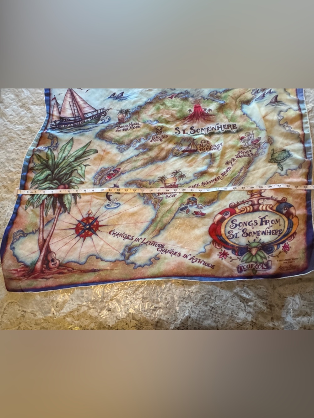 Jimmy Buffett Island Map Print Scarf - Multicolor - Picture 6 of 10